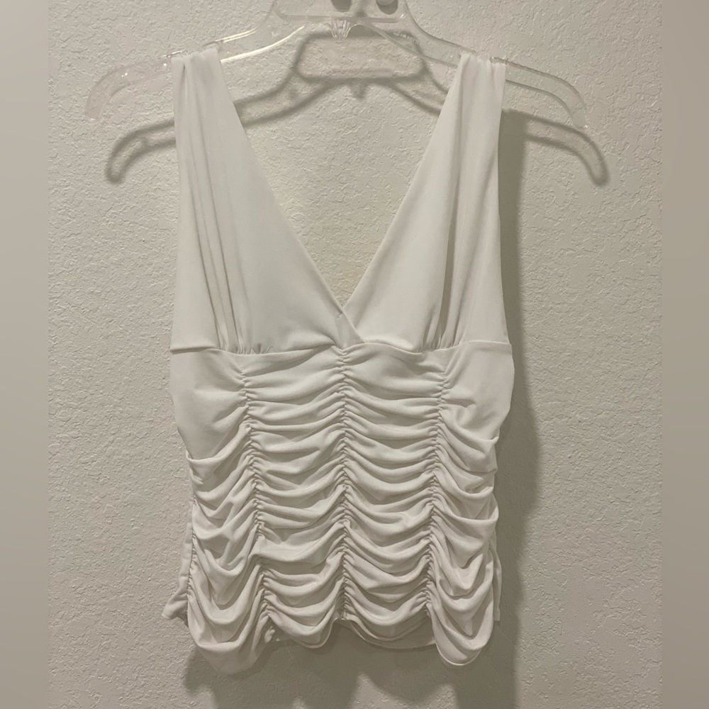 Express white ruched sleeveless blouse